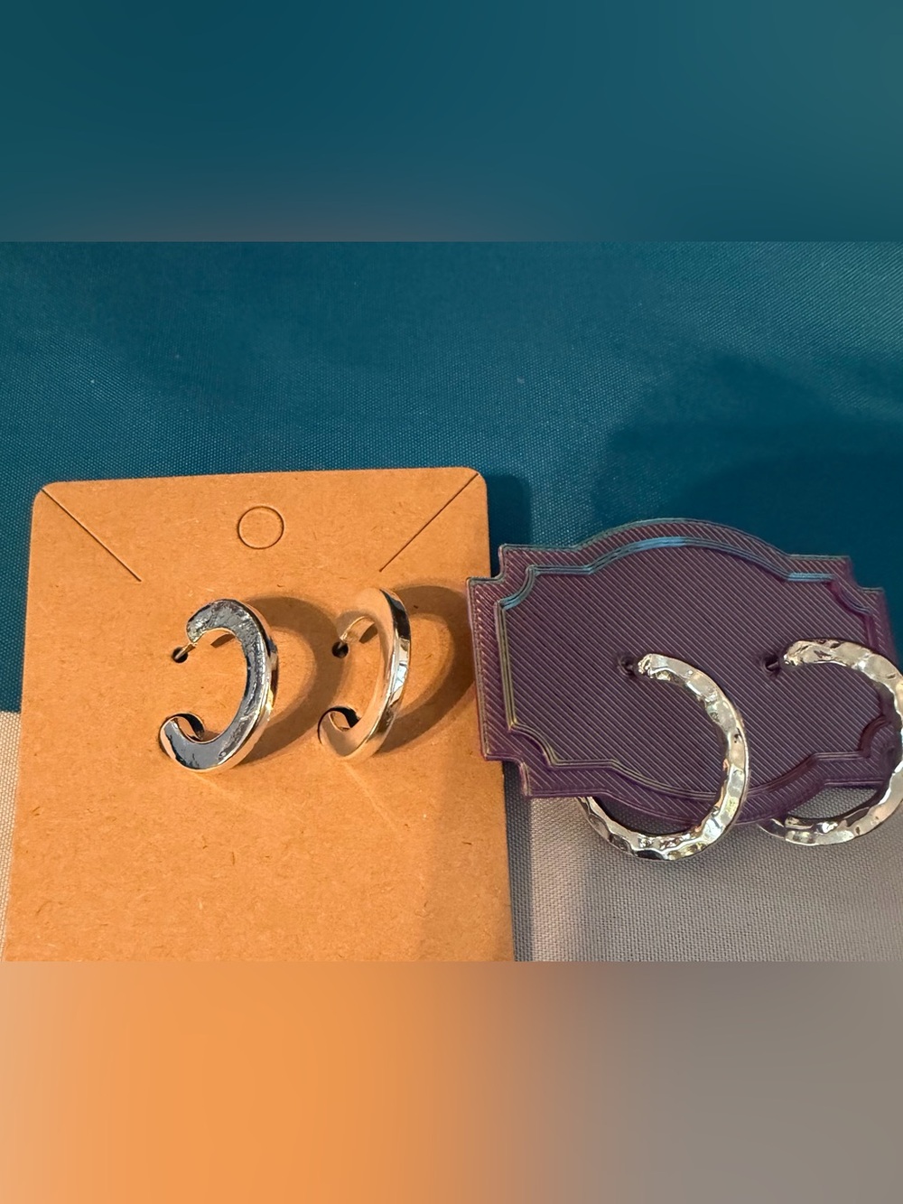 Silver Tone Textured Hoop Earrings - Women Accessories